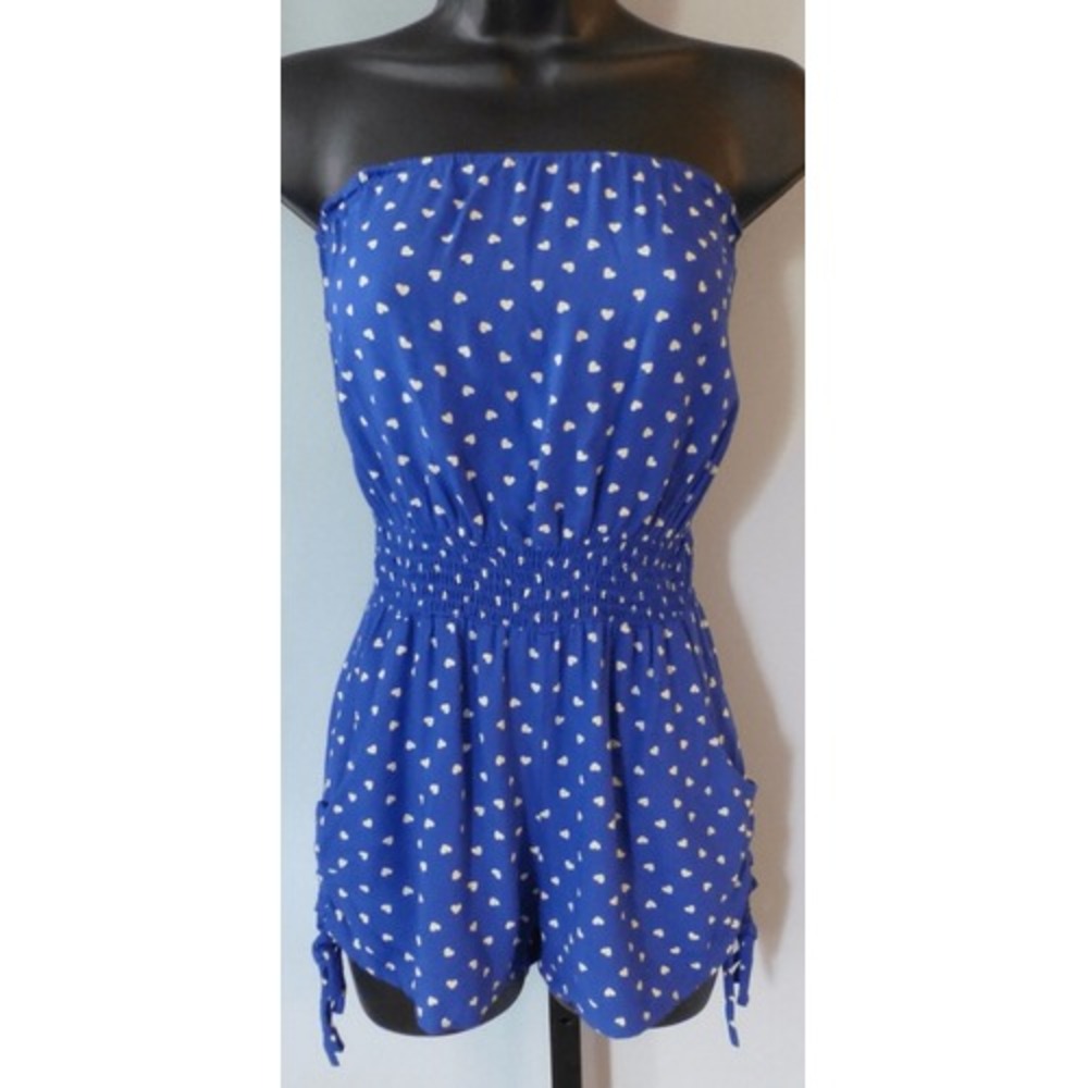 dELiA*s Royal Blue Strapless Heart Print Romper